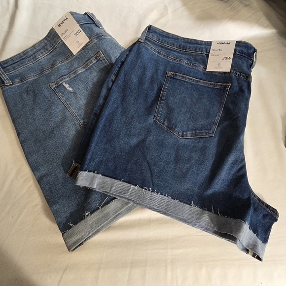 Sonoma Pants - Sonoma womens 2 pair plus distressed high rise jean denim shorts sz 30w Nwt